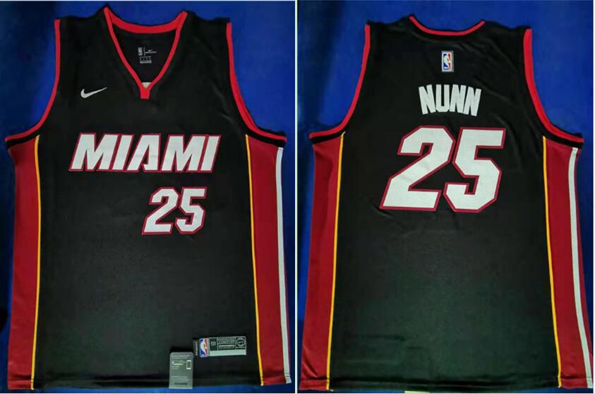 Men Miami Heat 25 Nunn Black Nike Game NBA Jerseys